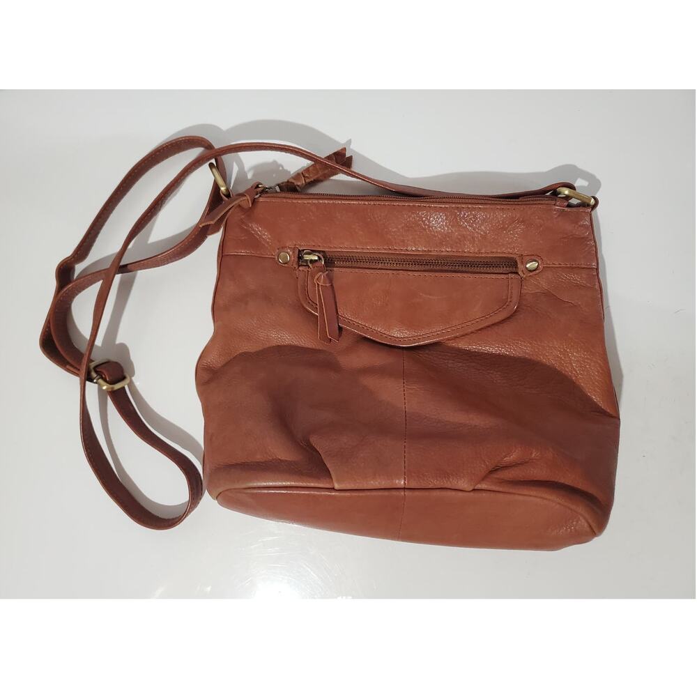 Great American Leatherworks Crossbody Bag Brown 100% Cow Hide Multi Compartment - Picture 3 of 16